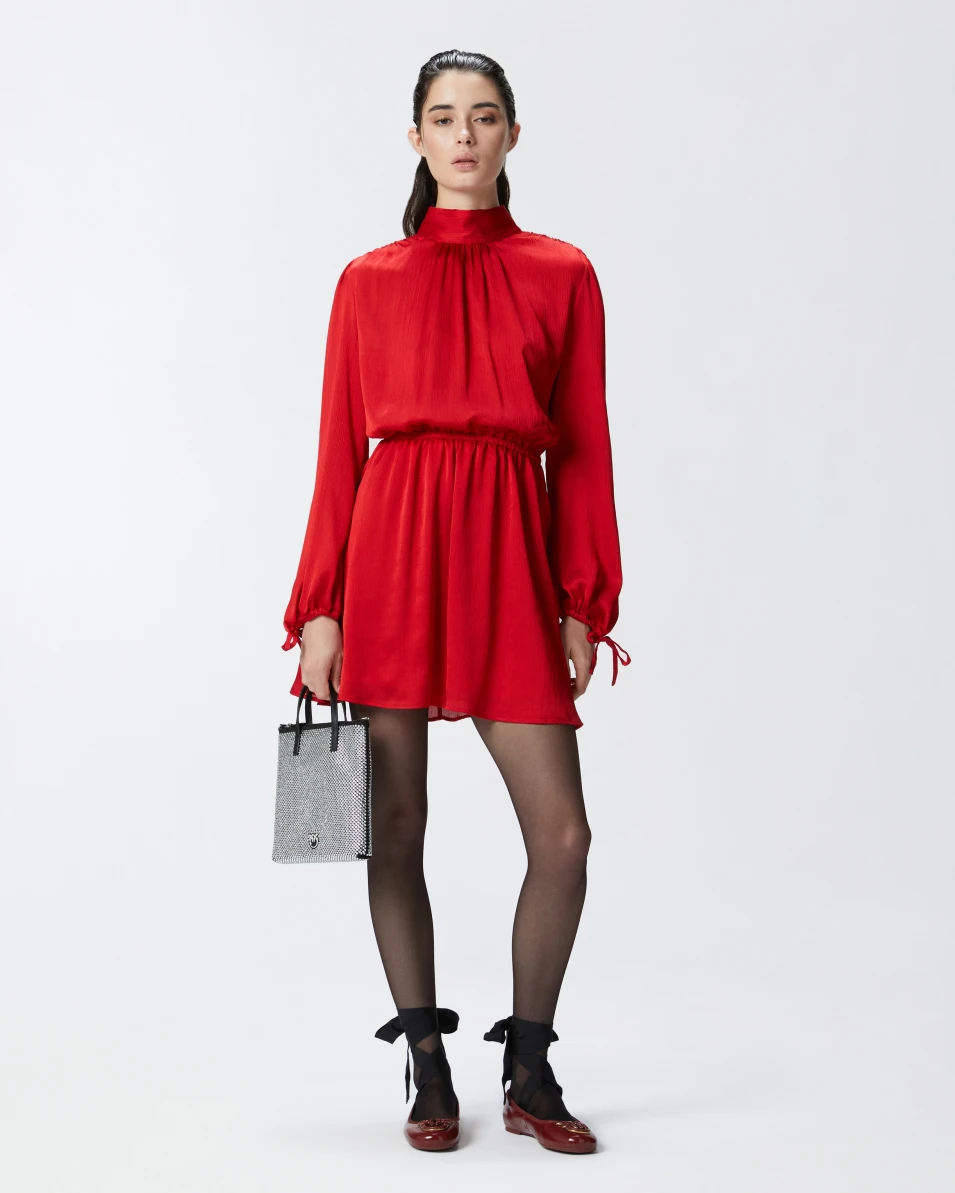 Dress PINKO Crinkle fabric mini dress with open back "MONTAUBAN" - Image 5