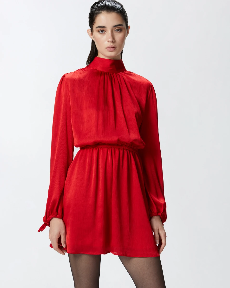 Dress PINKO Crinkle fabric mini dress with open back "MONTAUBAN" - Image 6