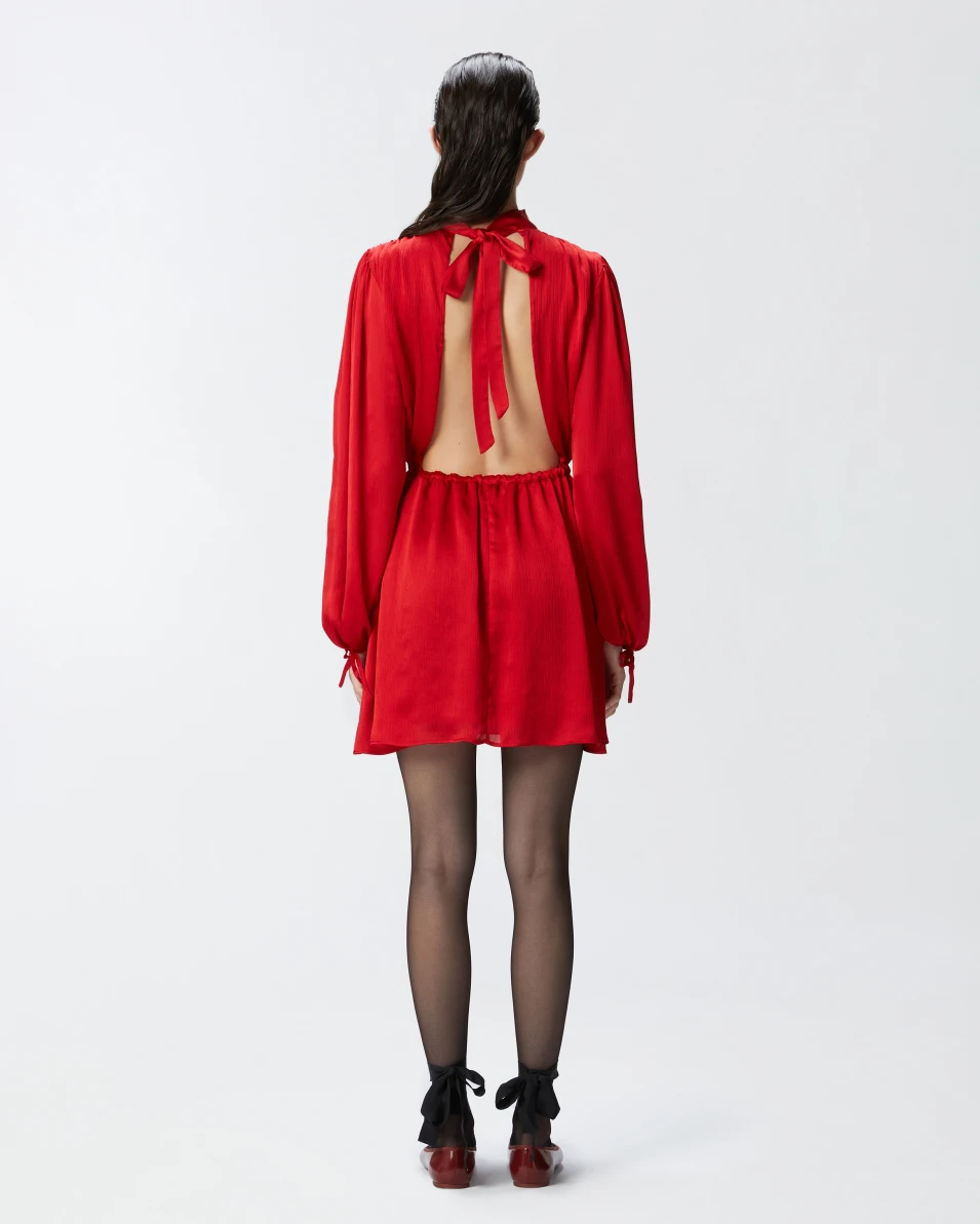 Dress PINKO Crinkle fabric mini dress with open back "MONTAUBAN" - Image 7