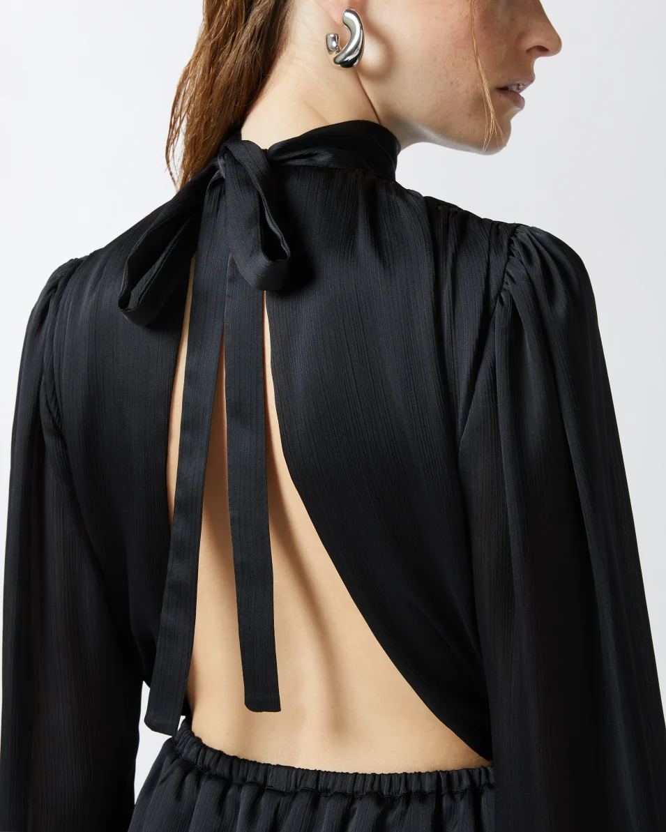 Dress PINKO Crinkle fabric mini dress with open back "MONTAUBAN" - Image 4