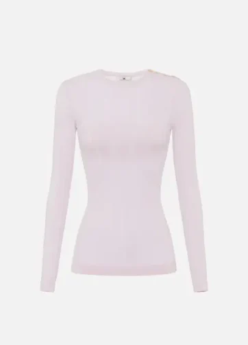 ELISABETTA FRANCHI MK42S51E2 Cotton top with transparency details and golden buttons