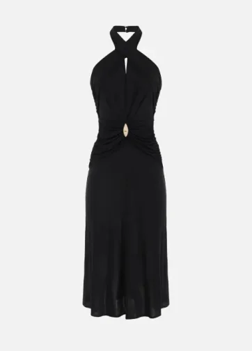ELISABETTA FRANCHI AB71952E2 Lightweight jersey dress with crossover neckline