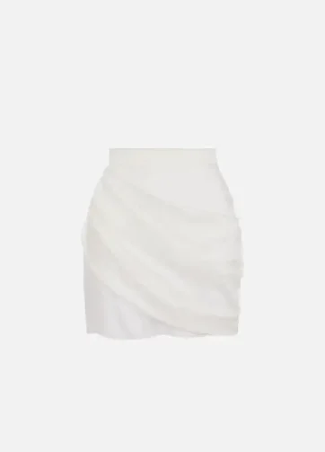 ELISABETTA FRANCHI GO13053E2 Crêpe-back satin skirt with sash belt