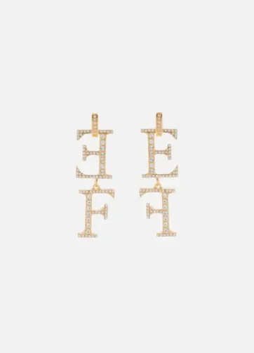 ELISABETTA FRANCHI OR17K52E2 Brass earrings with pendant logo