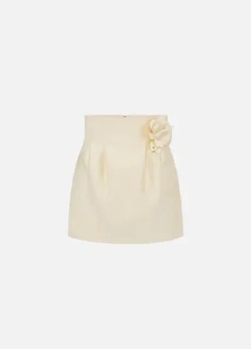 ELISABETTA FRANCHI GOT8251E2 Duchess satin skirt with flower