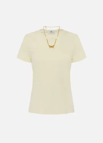 ELISABETTA FRANCHI MA02951E2 Jersey T-shirt with bow necklace