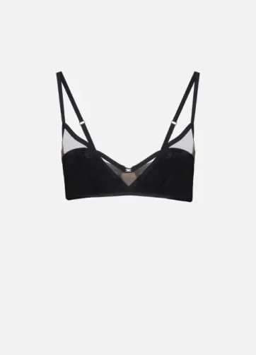 ELISABETTA FRANCHI RG00852E2 Stretch organza bra with logo detail