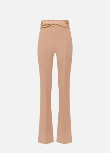ELISABETTA FRANCHI PA08551E2 Crêpe trousers with satin bow