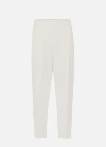 ELISABETTA FRANCHI PA09452E2 Linen-blend gabardine trousers with darts