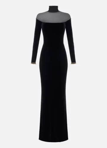 ELISABETTA FRANCHI ABR4257E2 Red Carpet dress in velvet and jersey fabrics