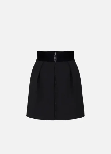 ELISABETTA FRANCHI GO10556E2 Skirt in double-layer crêpe fabric with tuxedo details