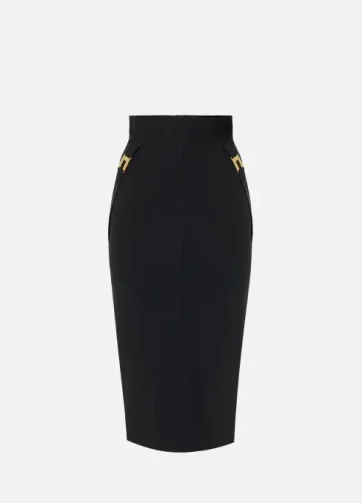 ELISABETTA FRANCHI GO12156E2 Skirt in bi-elastic fabric with jewel logo