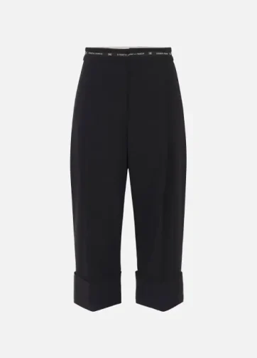 ELISABETTA FRANCHI PA11656E2 Bermuda shorts in lightweight crêpe fabric with logo ribbon
