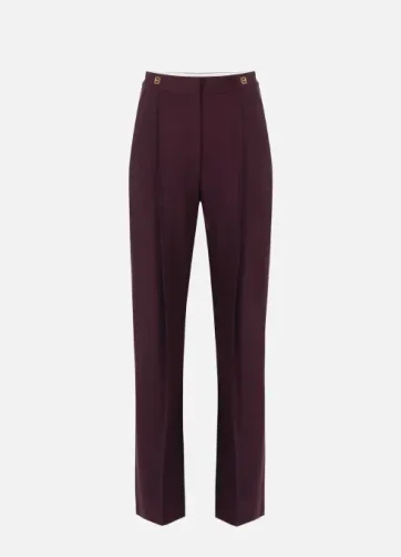 ELISABETTA FRANCHI PA12356E2 Crêpe trousers with logo details