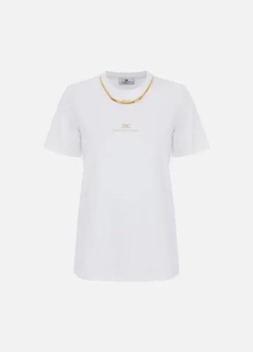 ELISABETTA FRANCHI MA02856E2 Cotton jersey T-shirt with necklace