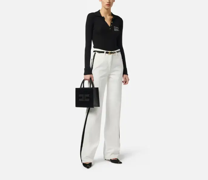 ELISABETTA FRANCHI PJ13I56E2 Jeans with satin bands - Image 2