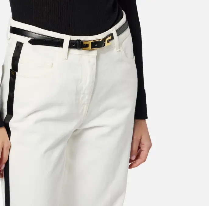 ELISABETTA FRANCHI PJ13I56E2 Jeans with satin bands - Image 4