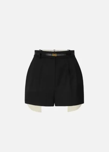 ELISABETTA FRANCHI SH01156E2 Cool wool shorts with satin details
